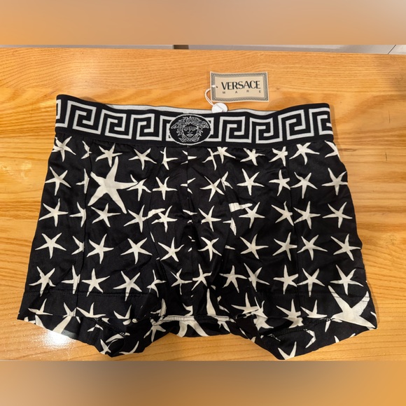 NWT Vintage Versace Mare Black and White Starfish Print Boxers - Picture 2 of 11